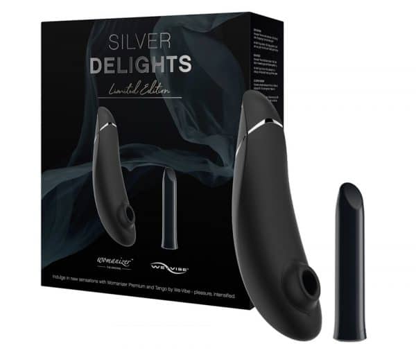 Toy-Set „Silver Delights Collection“ mit Pulsator Womanizer Premium und Minivibrator We-Vibe Tango